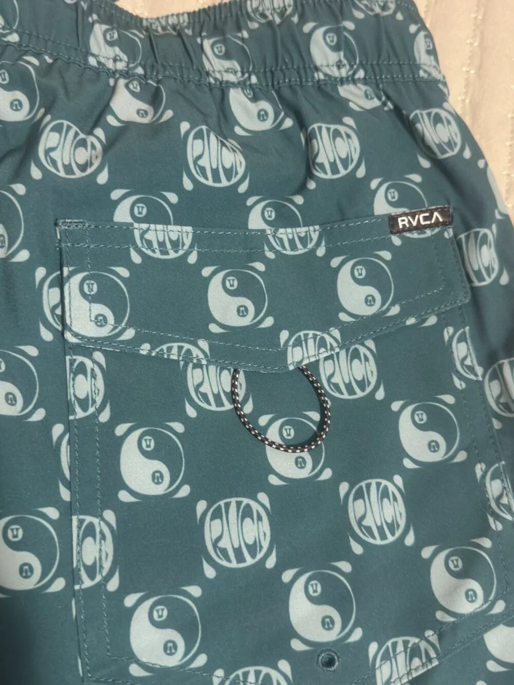 RVCA Yin Yang Board Shorts Men's Gray Blue Swim Trunks Surf Beach Size M